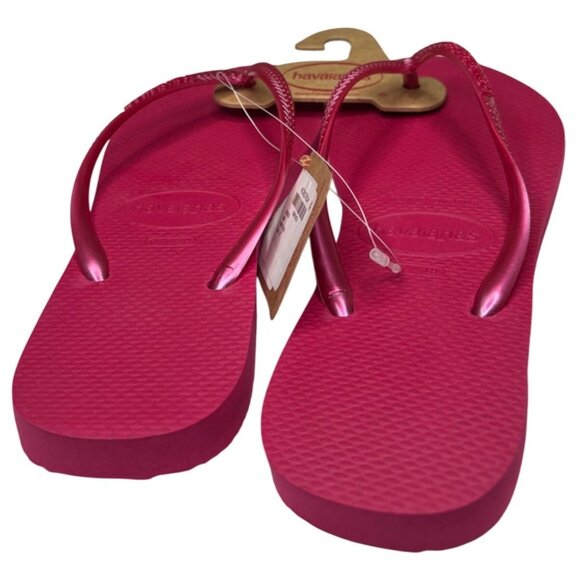 Havaianas Women's Slim Flip Flops Pink Fever Size 7/8 NEW - Picture 3 of 5